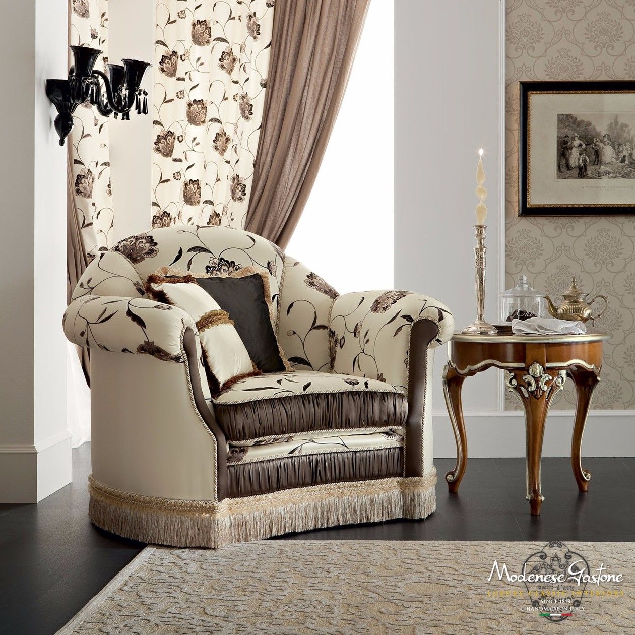 Кресло в стиле барокко с подлокотниками Modenese Luxury Interiors Bella Vita ARCH-00050877 - Вид №1