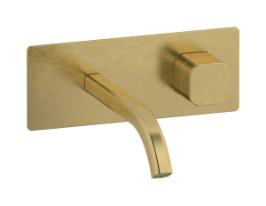 Настенный смеситель для раковины прогрессивный на 2 отверстия в комплекте с донным клапаном. WE ARE IB eo206on_1 Natural Brass Elio