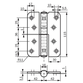 Петля ABLOY N7048-115T JVA ASSA ABLOY LK01-614