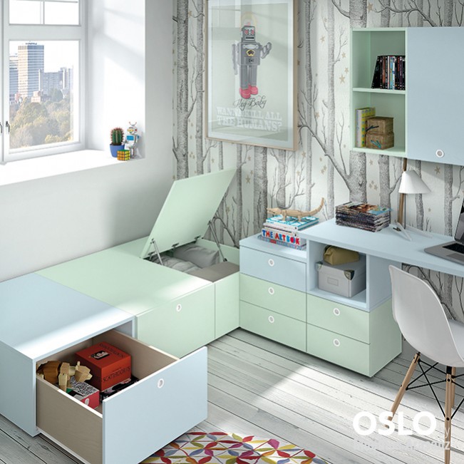 102784 Детская комната с модульной кроватью Ambiente 01 Arasanz Oslo Santreyd - Вид №1
