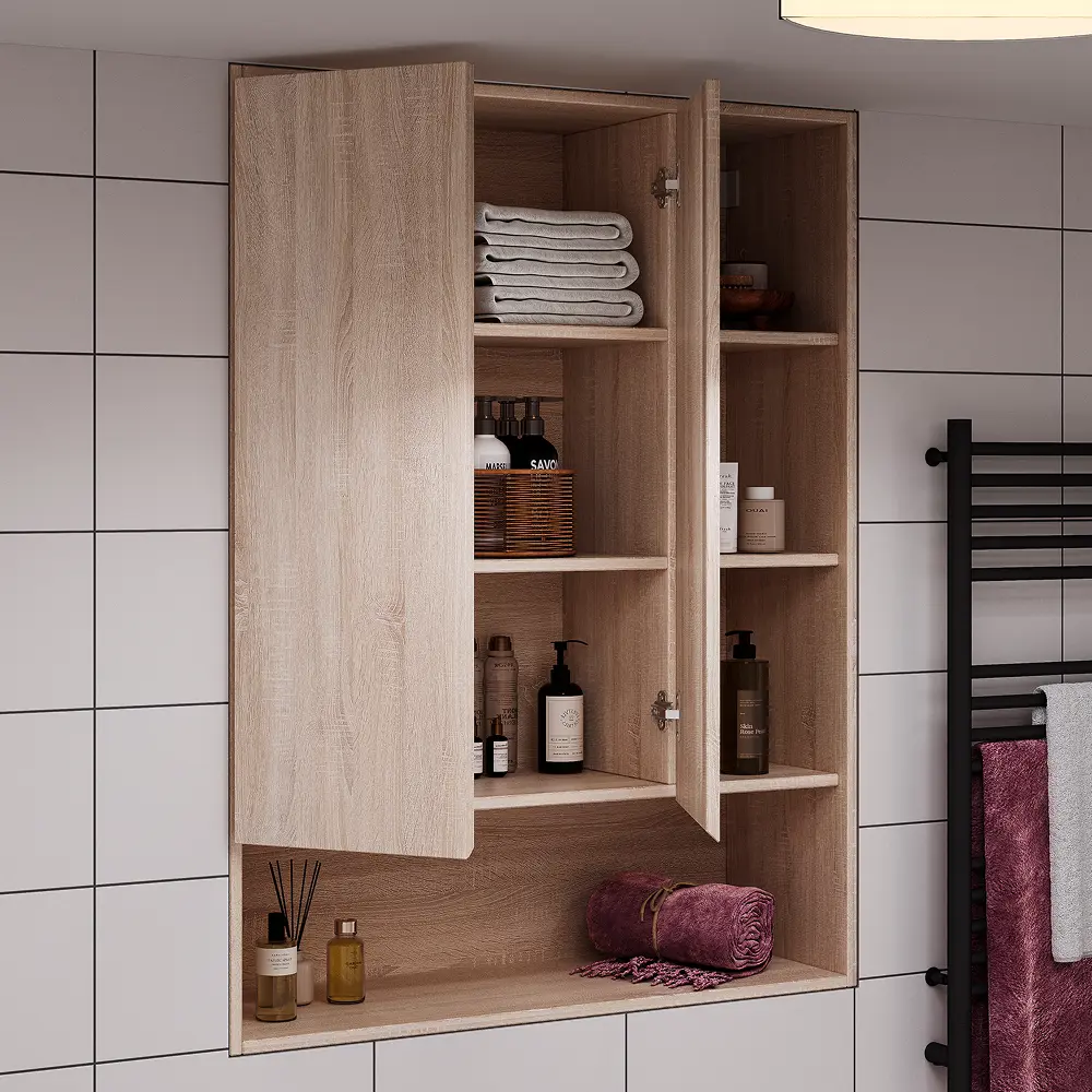 Шкаф для ванной комнаты без зеркала подвесной Vigo Matteo 89.5x116x30 см цвет дуб сонома STLM-2138546 - Вид №9