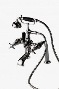 EAXT24 Наполнитель для открытых ванн Easton Classic, ручной душ из черного фарфора и рычажный переключатель Waterworks