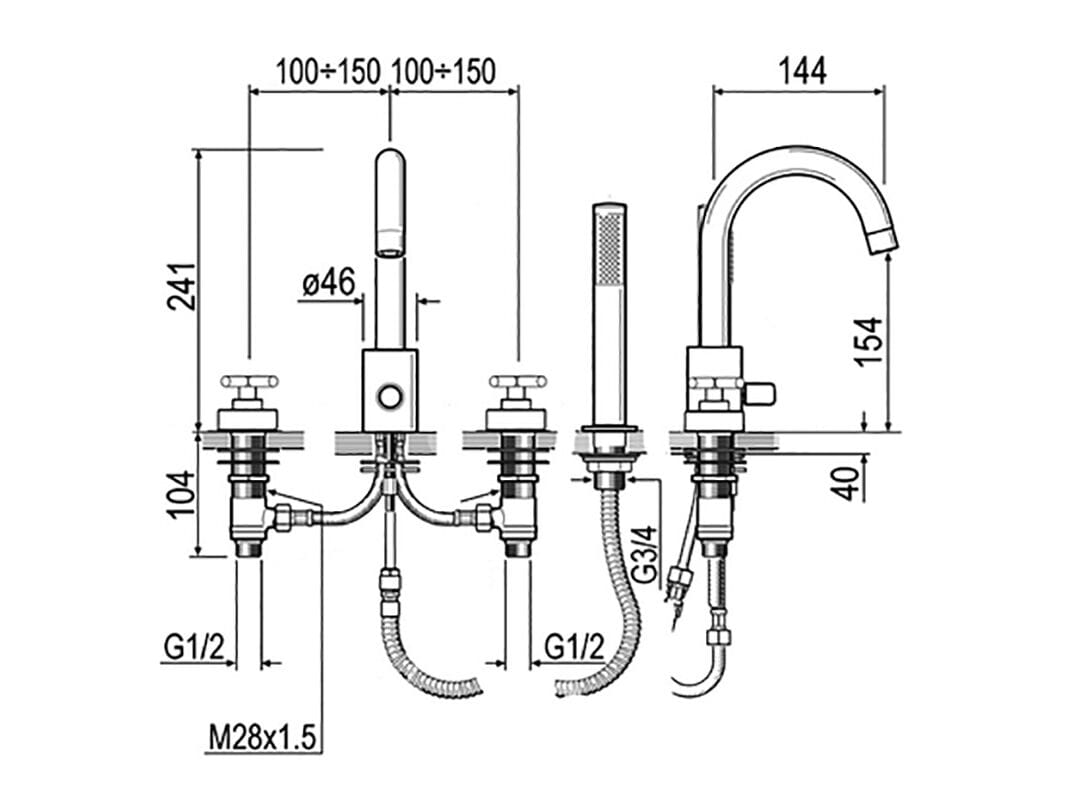 Набор для ванны с ручным душем GUGLIELMI RUBINETTERIE ARCH-00028412 - Вид №2