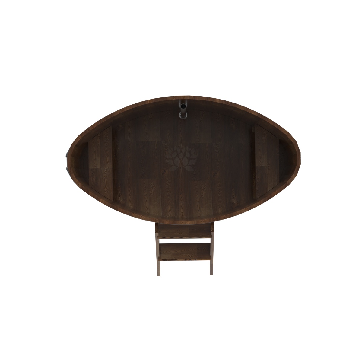 1513 Купель овальная из сращенных ламелей лиственницы 0,92х1,66х1,1 морёная Alyarus  - Вид №4