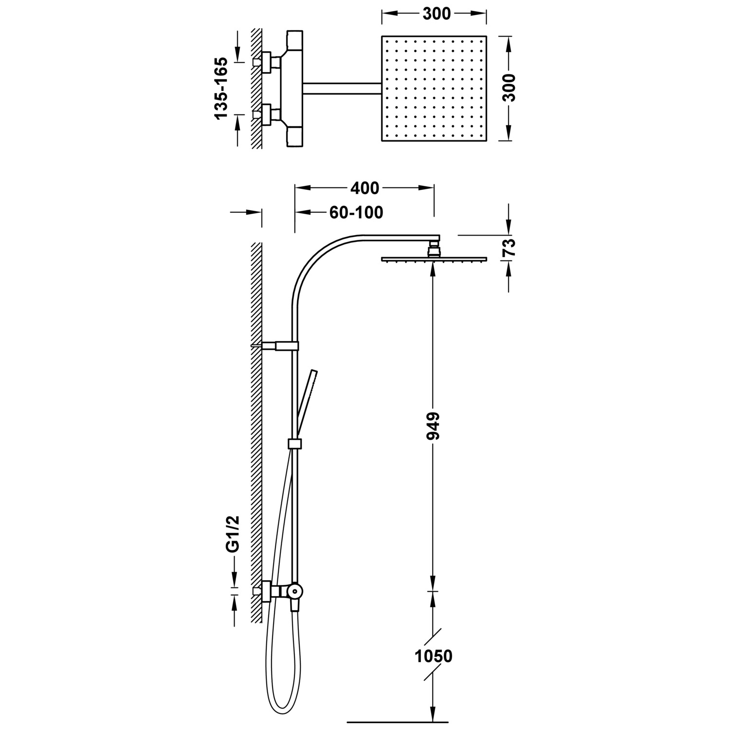 Двухходовой настенный термостатический смеситель для душа TRESMOSTATIC-21139501 TRES Thermostatic - Вид №1