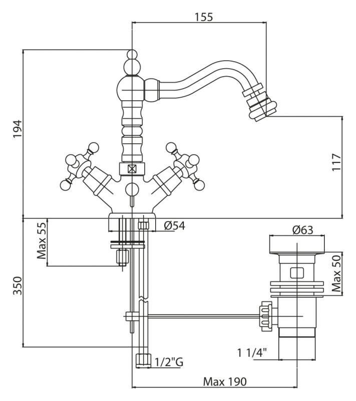 Смеситель для биде CEZARES LORD-BS2-01 - Вид №1