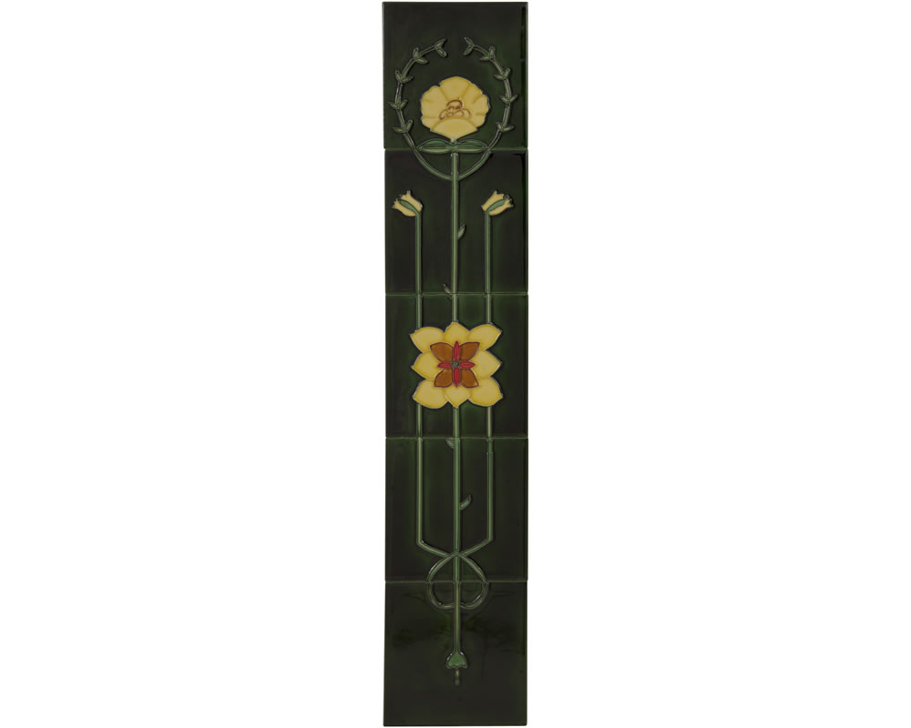 LGC016 Набор из 10 4 желтых цветов на зеленой плитке Сarronheating  - Вид №1