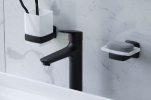 770250300 смеситель для умывальника высокий черный Damixa Origin Bit