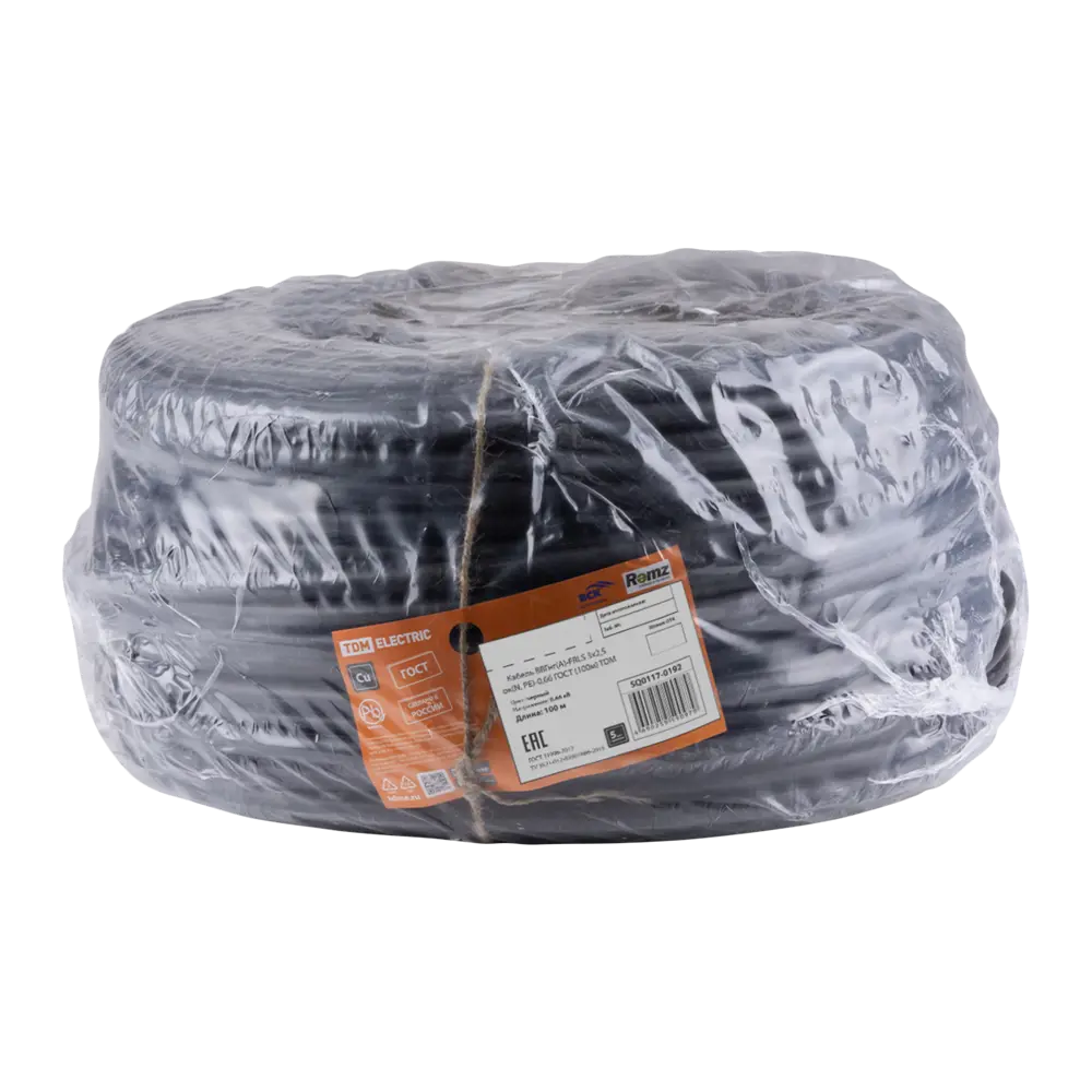Кабель TDM ELECTRIC ВВГнг(А)-FRLS 3×2,5 мм² огнестойкий силовой 100 м 84574021 STLM-1427764 - Вид №1