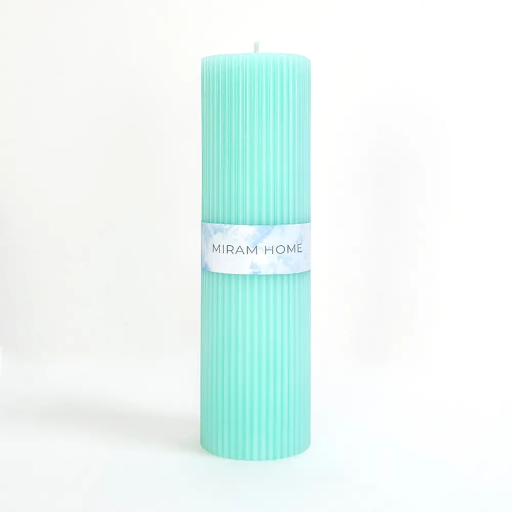 Дизайнерская свеча-столбик Santreyd Ribbed зеленый 20 см 89370277 STLM-0820243