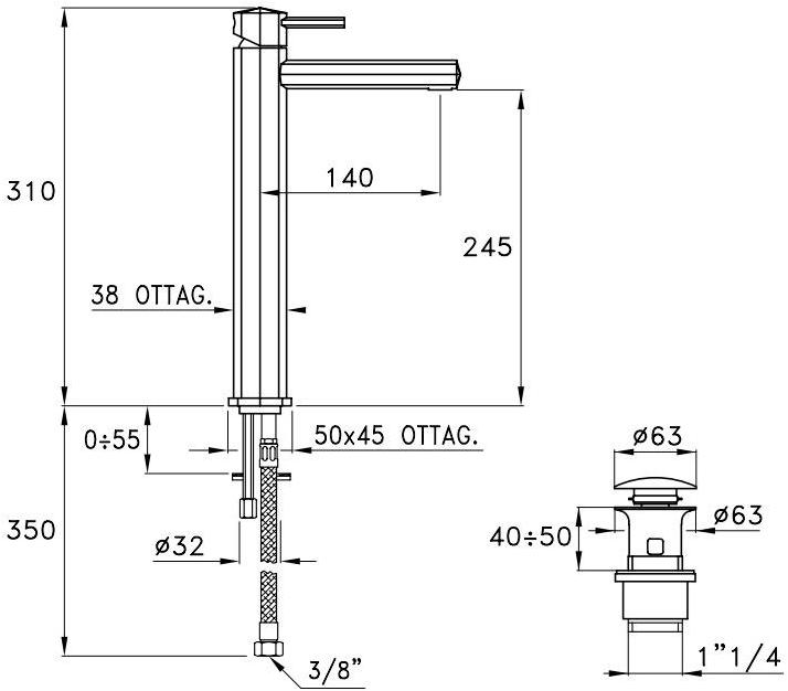 RUBINETTERIE STELLA Смеситель для умывальника Firenze 3222mchp - Вид №2