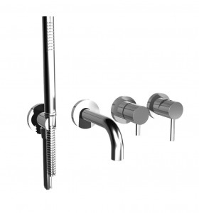 68550 / ADPR Встраиваемый смеситель для ванны с подключением и комплект ручного душа с простой установкой внутренней пластины. Bongio On