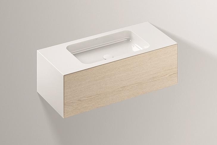 5156516000 Умывальник с тумбой, wp.folio4, белая, proshield, под дерево, матовый дуб Alape серия FO (Folio) 