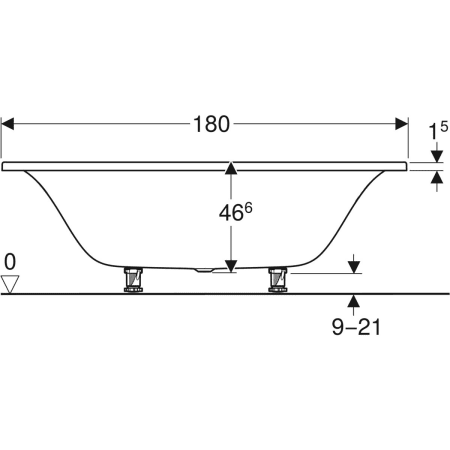 554.125.01.1 Прямоугольная ванна Geberit Tawa, тонкое исполнение, Duo, с ножками Geberit  - Вид №15