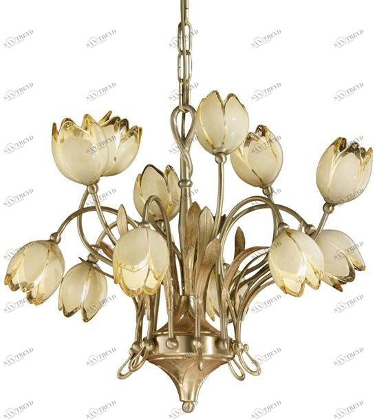 Possoni Illuminazione Люстра из французского атласа и сусального золота с очками Tulipani 319/6+6 