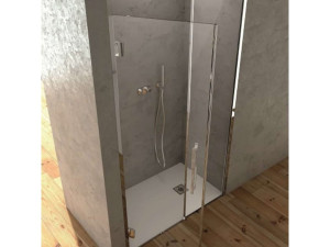 Стальная и стеклянная нишевая душевая кабина с распашной дверью