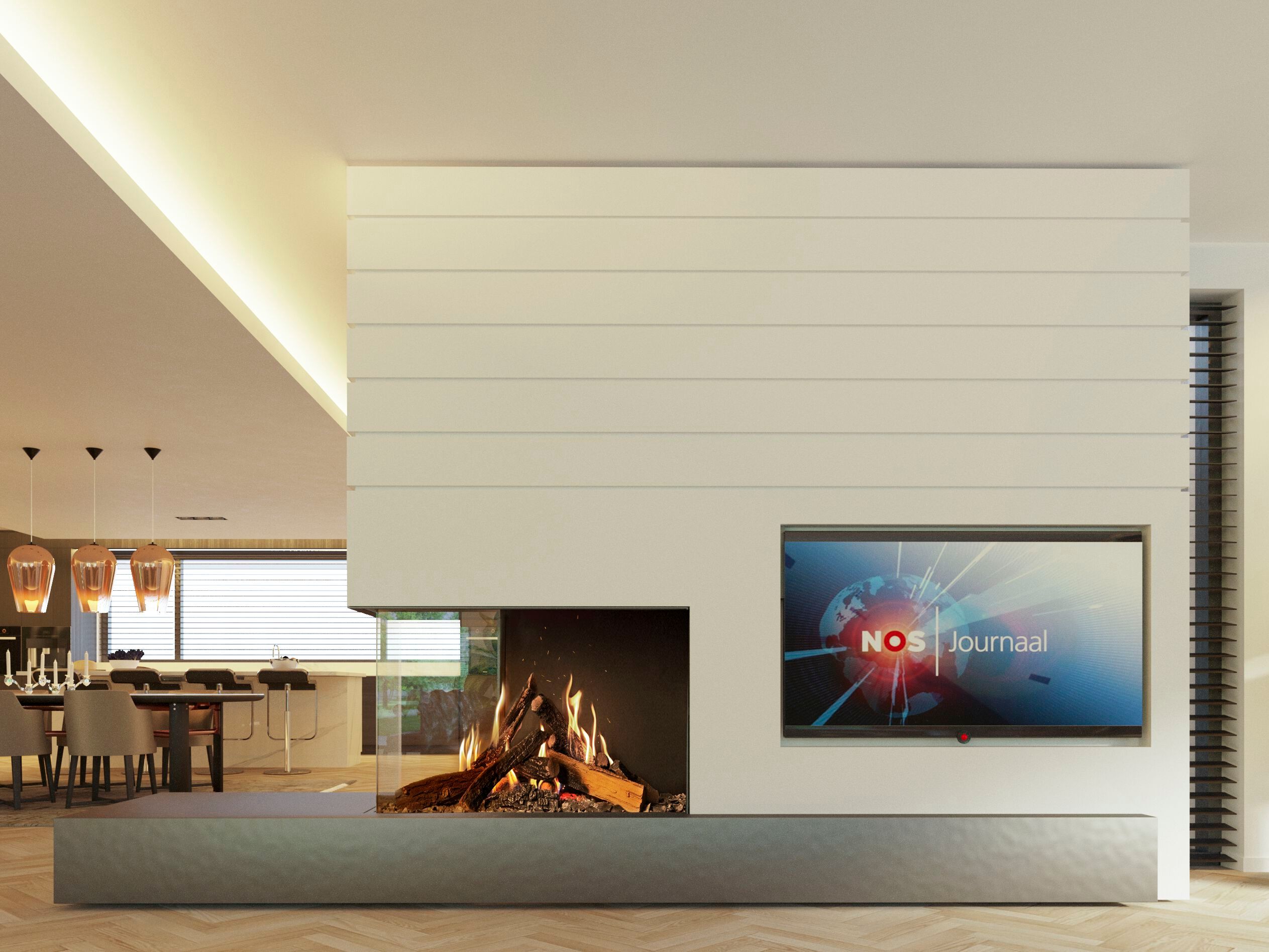 Газовый тройной закрытый камин KALFIRE GP115/75R ARCH-00130521