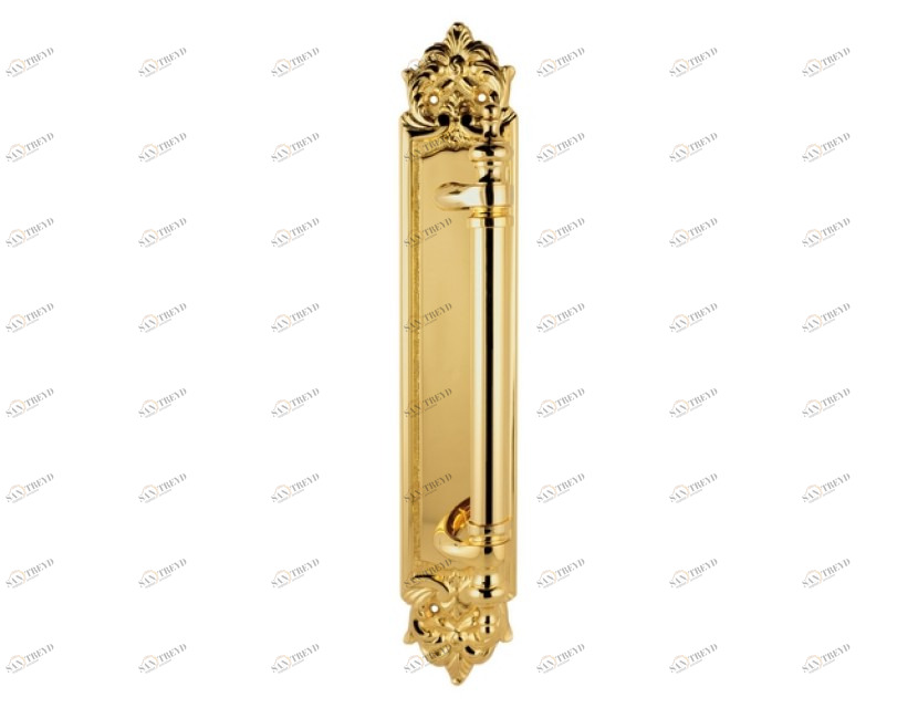 0M3802.000.12 Ручка дверцы на пластине Золото 24К с черной патиной Mestre 