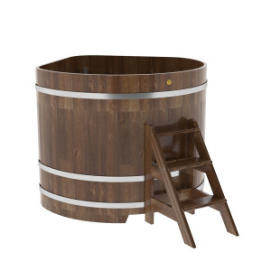 1587 Купель угловая из сращенных ламелей лиственницы 1,37х1,37х1,2 морёная Alyarus