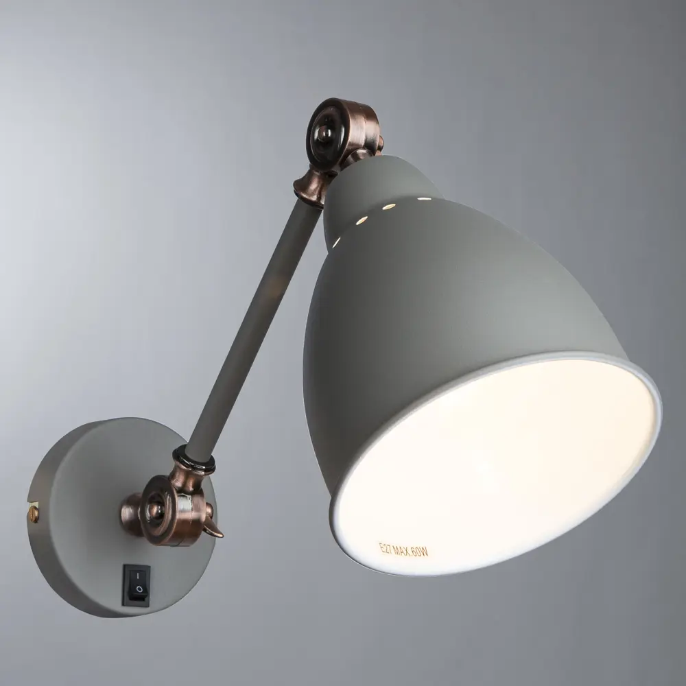 Бра Braccio 1xE27x60 Вт цвет серый матовый Arte Lamp STLM-2049586 - Вид №3