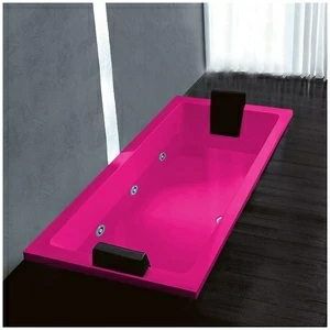 Ванна Gruppo treesse Quadra 180 V0787-DX-R розовая с гидромассажем прямоугольная встроенная правая