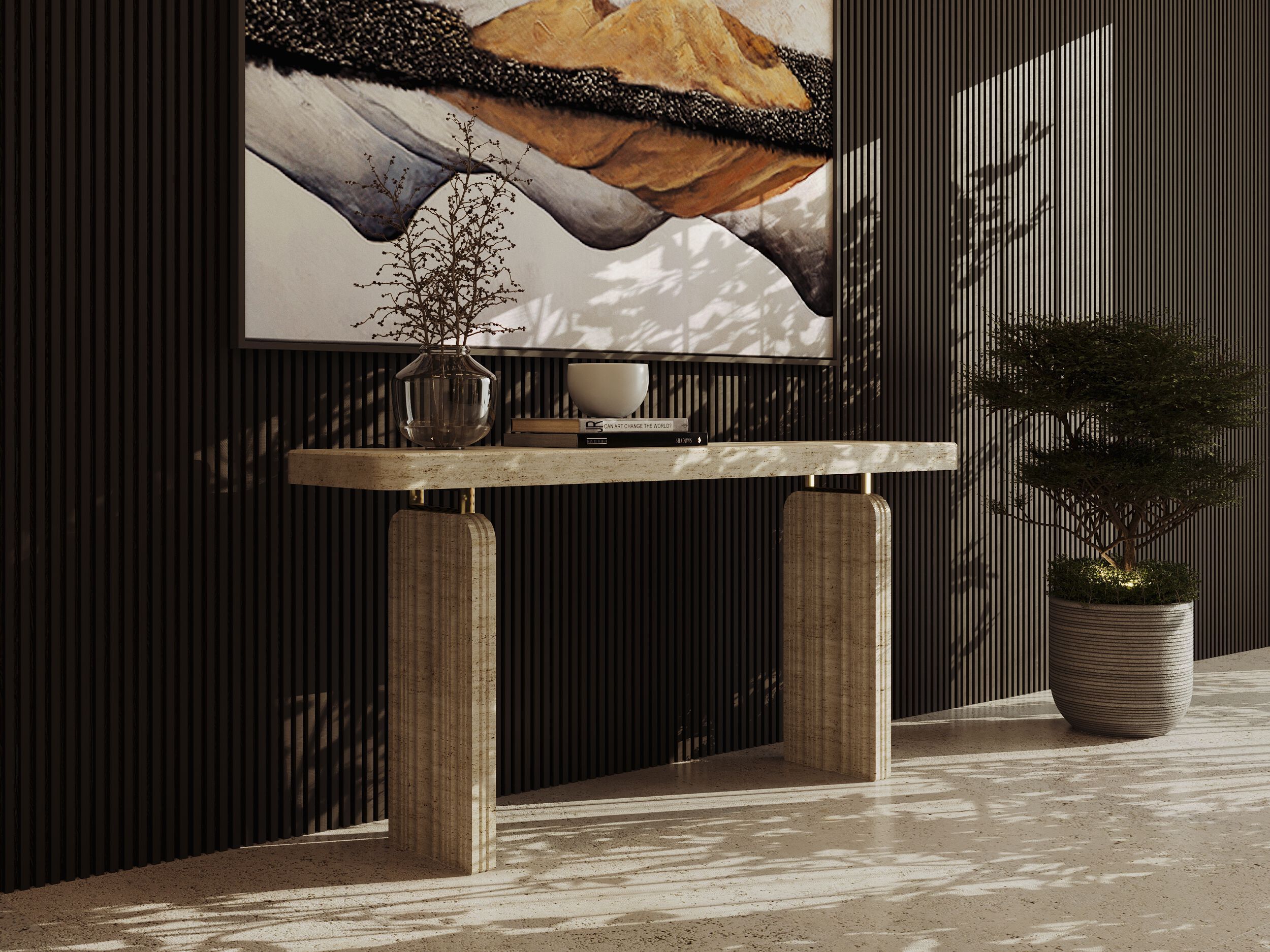 Прямоугольная консоль из травертина Davani Purity ARCH-00072508 - Вид №2