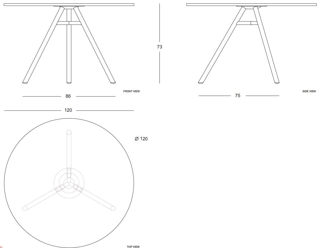 Круглый стол с верхней частью HPL Plank ARCH-00047963 - Вид №6