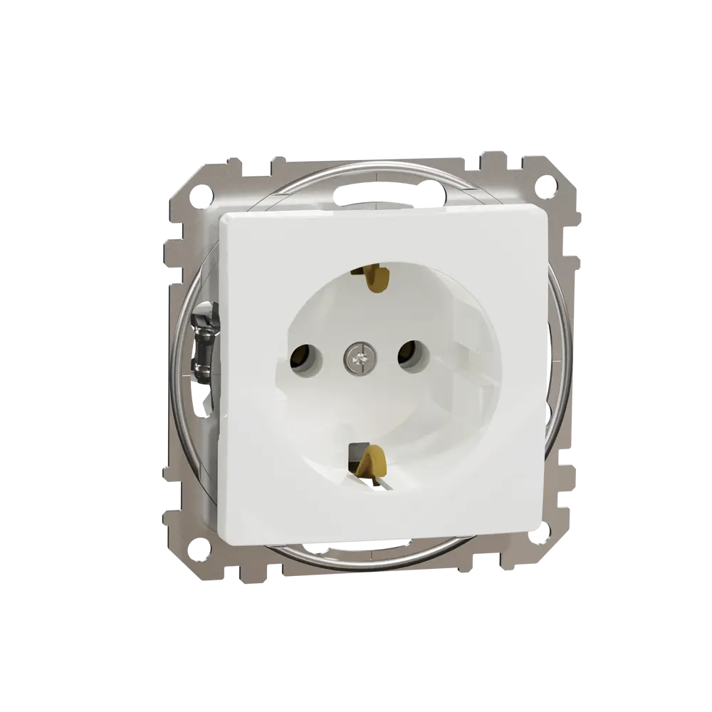 Розетка встраиваемая Systeme Electric Sedna Design с заземлением, цвет белый STLM-2188847 - Вид №1