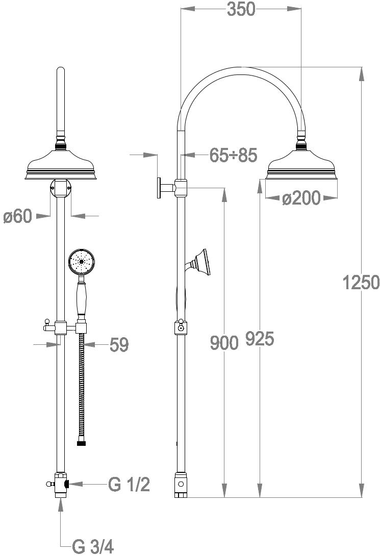 Fir Italia Настенная душевая стойка с ручным душем Colonne doccia 1425243 - Вид №1