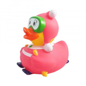 1635 Уточка резиновая СК Лыжница розовая Веселые Ути-Пути