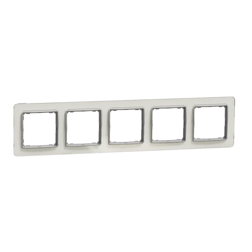 Рамка для розеток и выключателей Systeme Electric Sedna Design 5 постов, цвет белое стекло STLM-2013502 - Вид №1