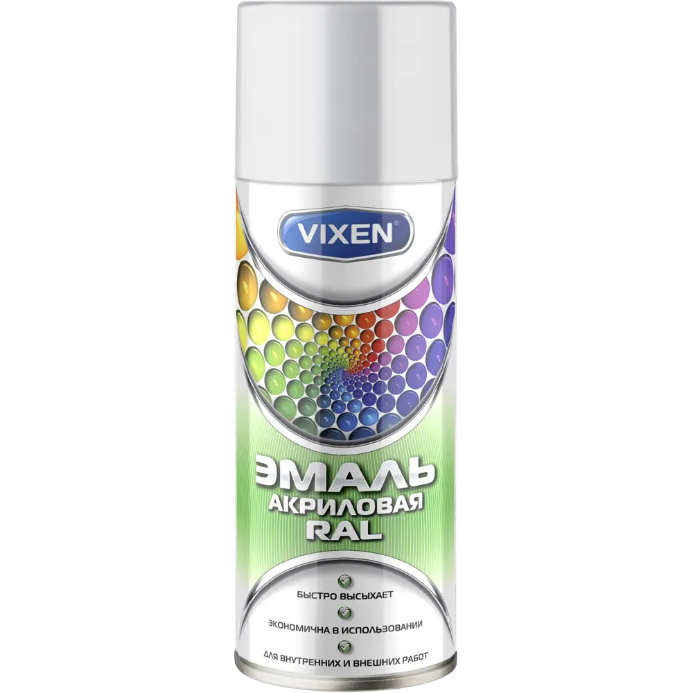 Эмаль аэрозольная акриловая цвет белый глянец 0.52 л VIXEN STLM-2021125
