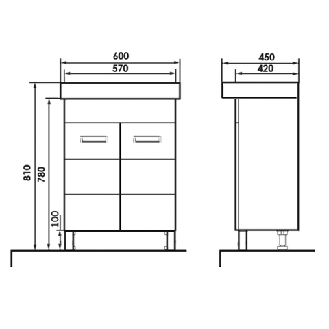 O-mebel напольная тумба Таис-М белая ящики айвари, корпус бетон ORANGE sun-id-1517200 - Вид №3