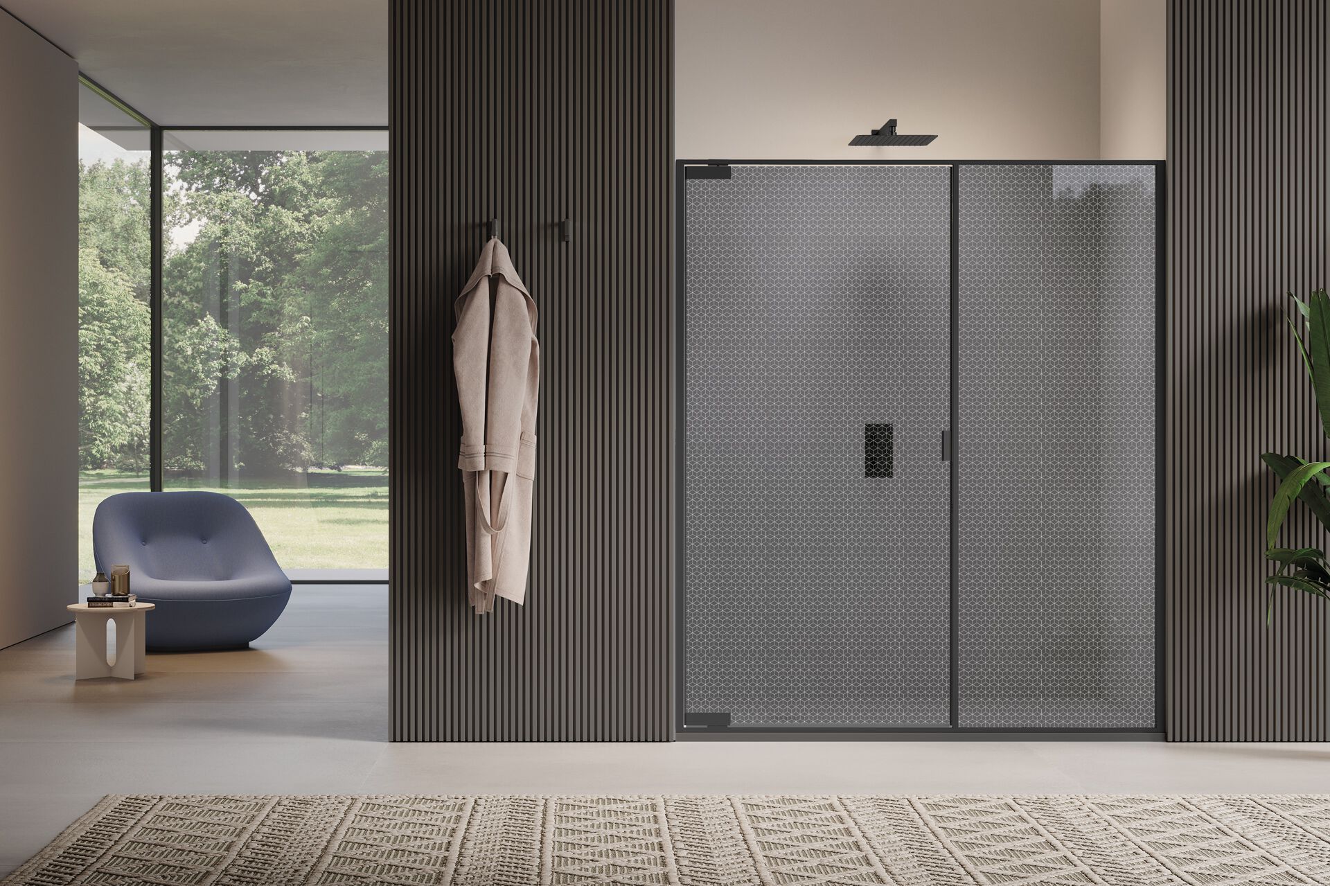 Поворотная поворотная дверь с фиксированной стеной в линии только для ниши Samo PYXIS ARCH-00112847 - Вид №8