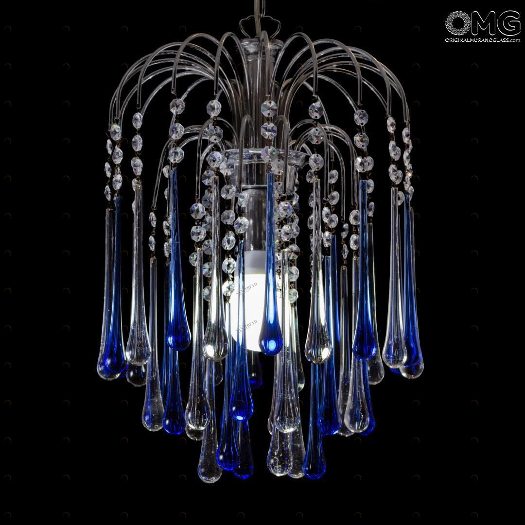 2314 ORIGINALMURANOGLASS Люстра Падение капель синяя из муранского стекла OMG  см 