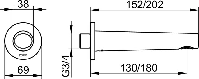 51545010000 Излив для ванны DN 20 KEUCO Edition 400 - Вид №2