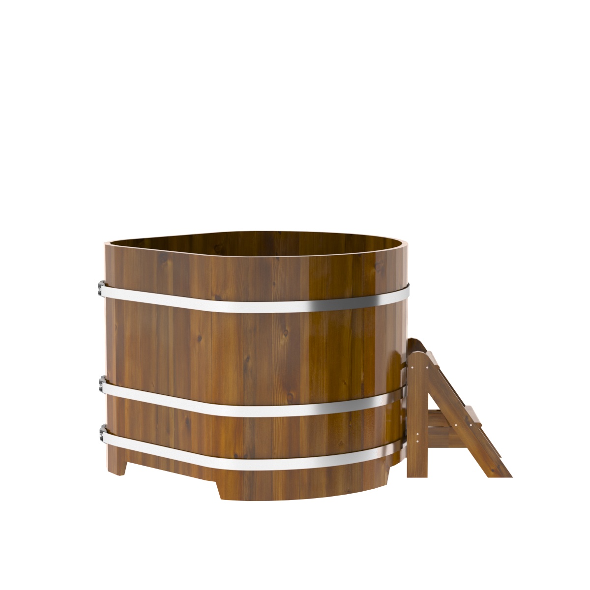 2311 Купель угловая из лиственницы Рустик 1,19х1,19х1,0 морёная Alyarus  - Вид №3