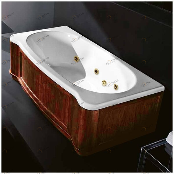 Ванна Gruppo treesse New Classic Young STD-V6747-SX-WO-GD белая с золотой фурнитурой и гидромассажем прямоугольная левая деревянная панель орех STDV6747SXWOGD
