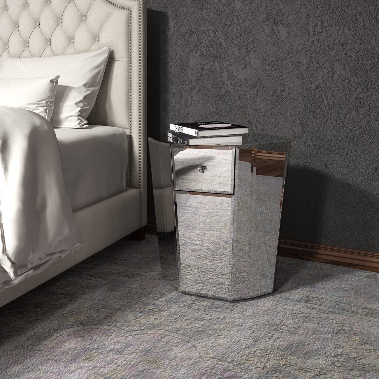 Тумбочка прикроватная зеркальная с ящиком "Мистик" GRAUM  304066 Зеркальный  - Вид №9