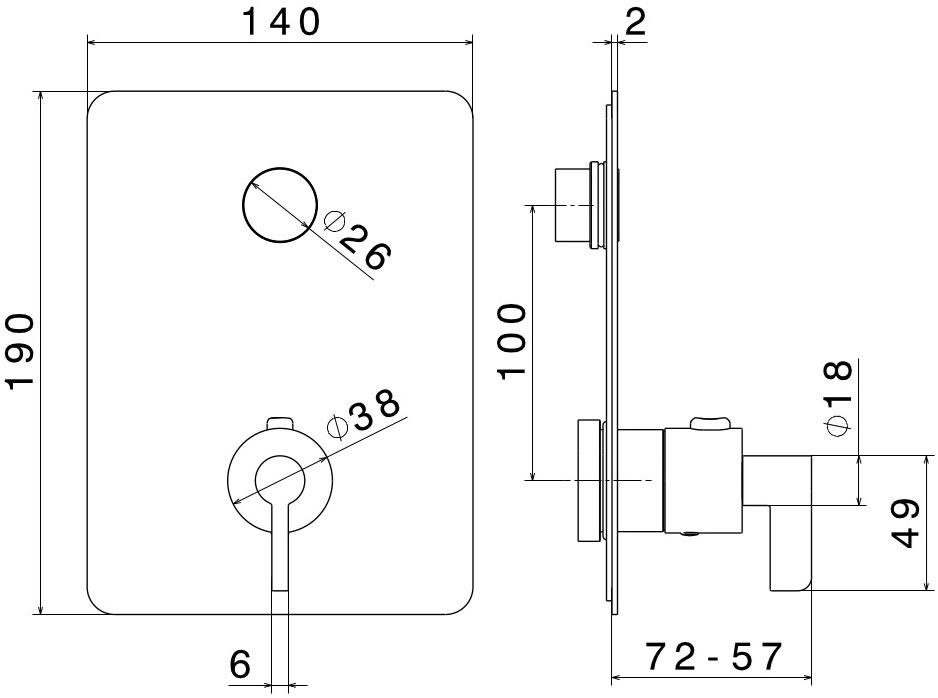 newform Смеситель для душа встраиваемый термостатический с переключателем Blink chic sun-id-1354271 - Вид №6