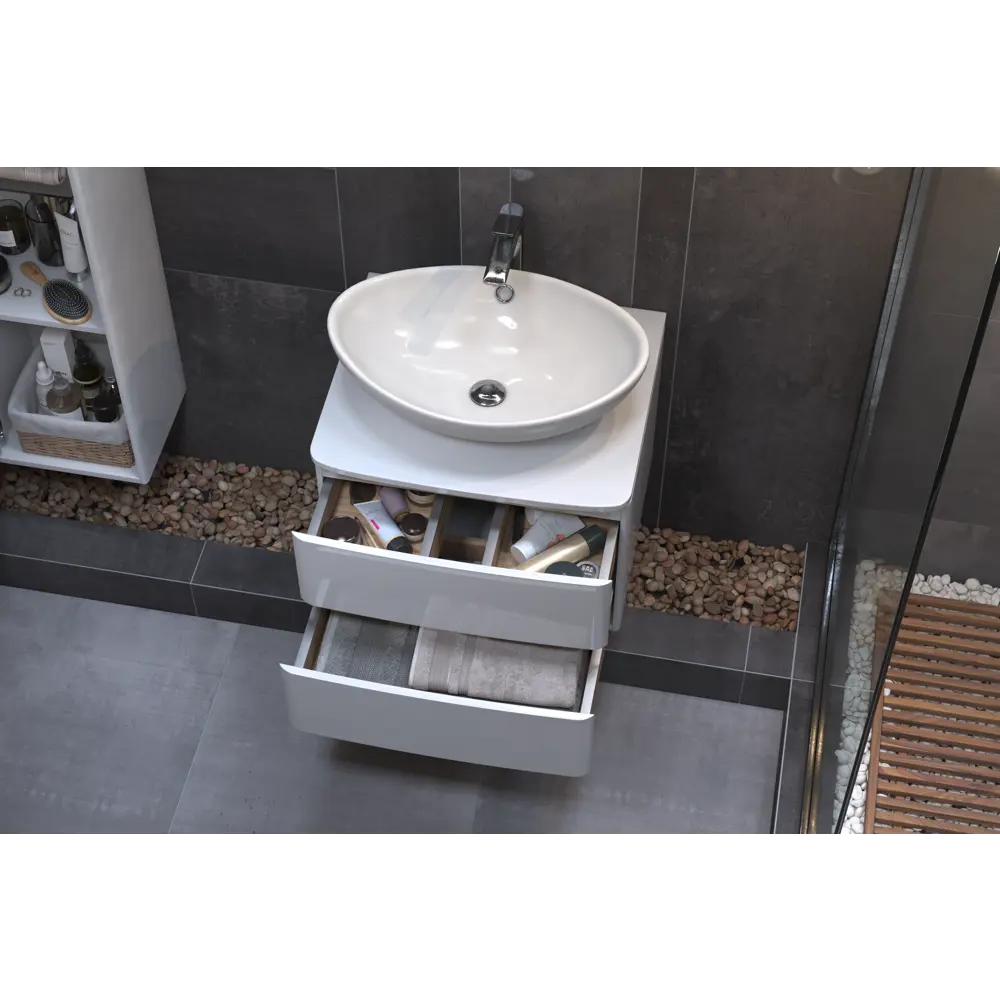 Тумба под раковину подвесная Vigo Cosmo 60 см цвет белый STLM-2019642 - Вид №7