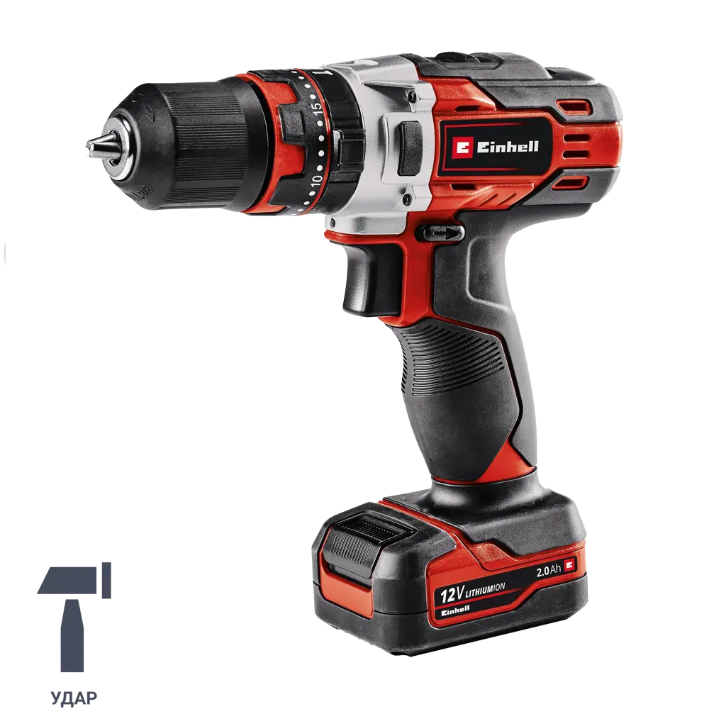 Дрель-шуруповерт аккумуляторная ударная Einhell TE-CD 12/1 Li-i 4513895, 18 В Li-ion 1x2 Ач 88305495 STLM-2206125 