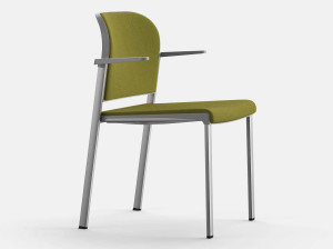 Штабелируемый офисный стул из ткани с подлокотниками