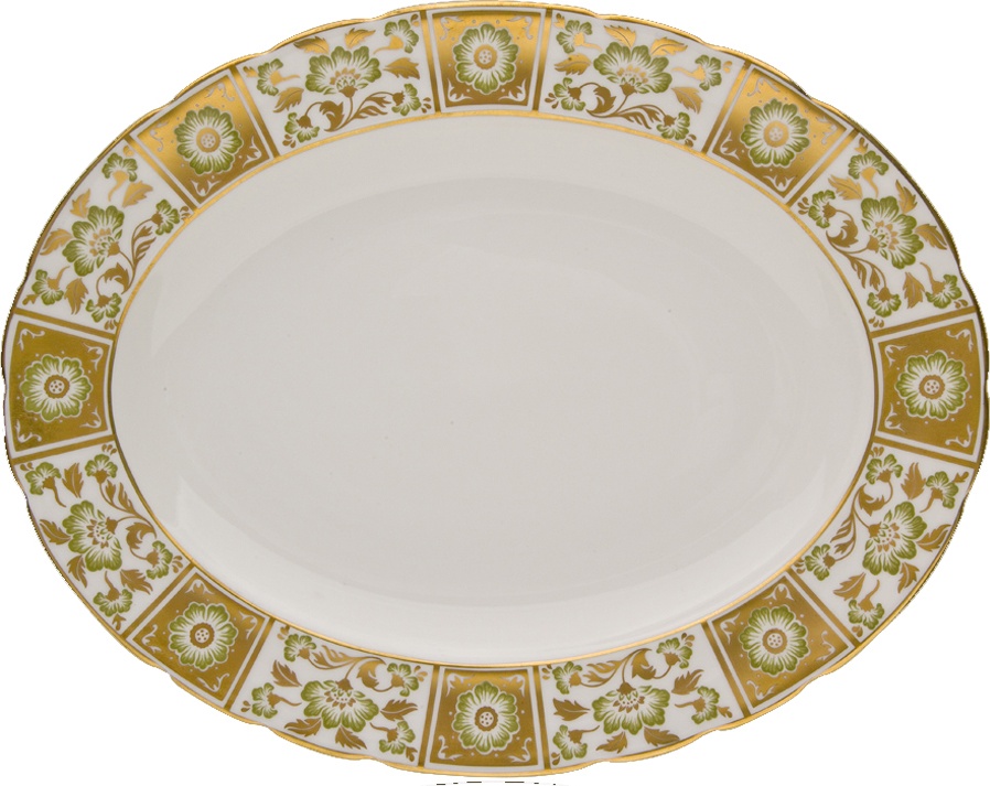 90773 Royal Crown Derby Блюдо овальное Royal Crown Derby "Дерби, зеленый декор" 33см Фарфор костяной 