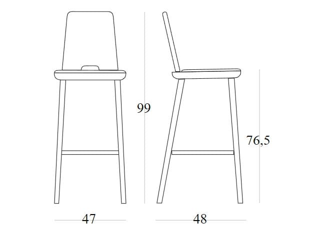 Высокий стул из ясеня с мягким сиденьем SIPA планшет ARCH-00110006 - Вид №5