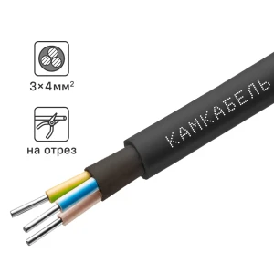 Кабель Камкабель АВВГ 3x4 на отрез ГОСТ цвет черный 86557108 STLM-2055330
