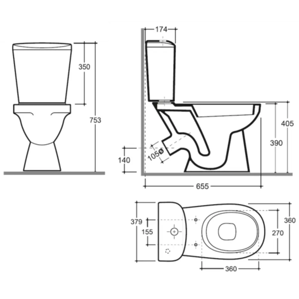 Унитаз-компакт Керамин Лаго МС Алкапласт косой выпуск одинарный слив STLM-2029197 - Вид №4