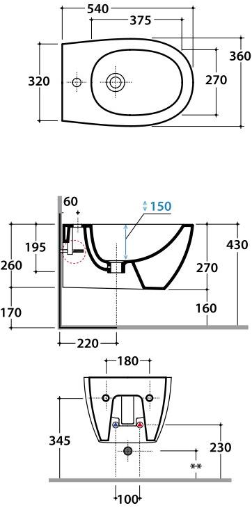 Mds09.bi Биде подвесное 4ALL Ceramica Globo - Вид №2