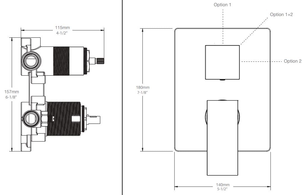 Смеситель для душа с 2 отверстиями и переключателем BARIL Rec B05 ARCH-00012347 - Вид №1