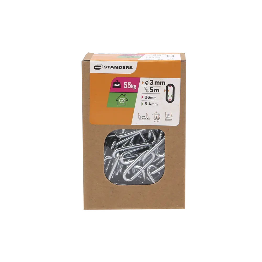 Цепь Standers оцинкованная сталь длинное звено 3 мм 5 м/уп STLM-2093215 - Вид №3